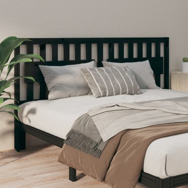 vidaXL Κεφαλάρι Κρεβατιού Μαύρο 125,5x4x100cm Μασίφ Ξύλο Πεύκου 1 τεμ.