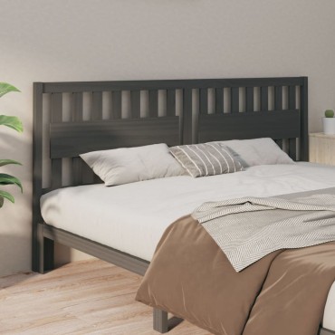 vidaXL Κεφαλάρι Κρεβατιού Γκρι 205,5x4x100cm από Μασίφ Ξύλο Πεύκου 1 τεμ.
