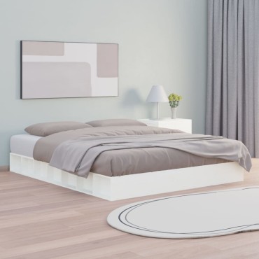 vidaXL Πλαίσιο Κρεβατιού Λευκό 200x200cm από Μασίφ Ξύλο 1 τεμ. - Διπλό