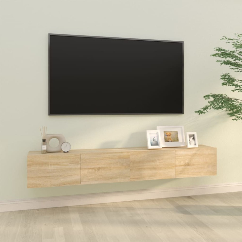 vidaXL Έπιπλα Τοίχου Τηλ. Τοίχου 2 τεμ. Καπν Δρυς 100x30x30cm Επ. Ξύλο