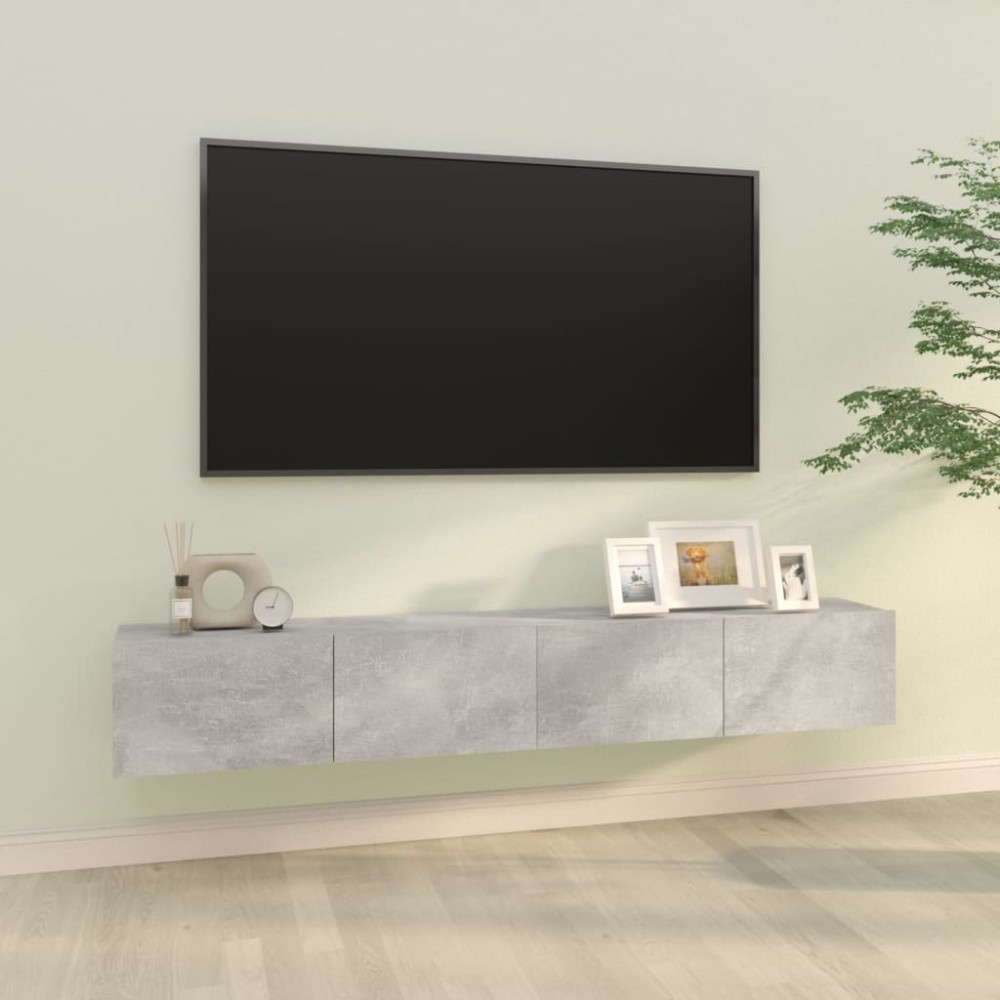 vidaXL Έπιπλα Τηλεόρασης 2 τεμ. Γκρι Σκυροδεμ. 100x30x30cm Επεξ. Ξύλο