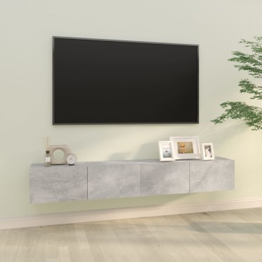 vidaXL Έπιπλα Τηλεόρασης 2 τεμ. Γκρι Σκυροδεμ. 100x30x30cm Επεξ. Ξύλο