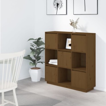 vidaXL Ντουλάπι Ψηλό Μελί 110,5x35x117cm από Μασίφ Ξύλο Πεύκου 1 τεμ.