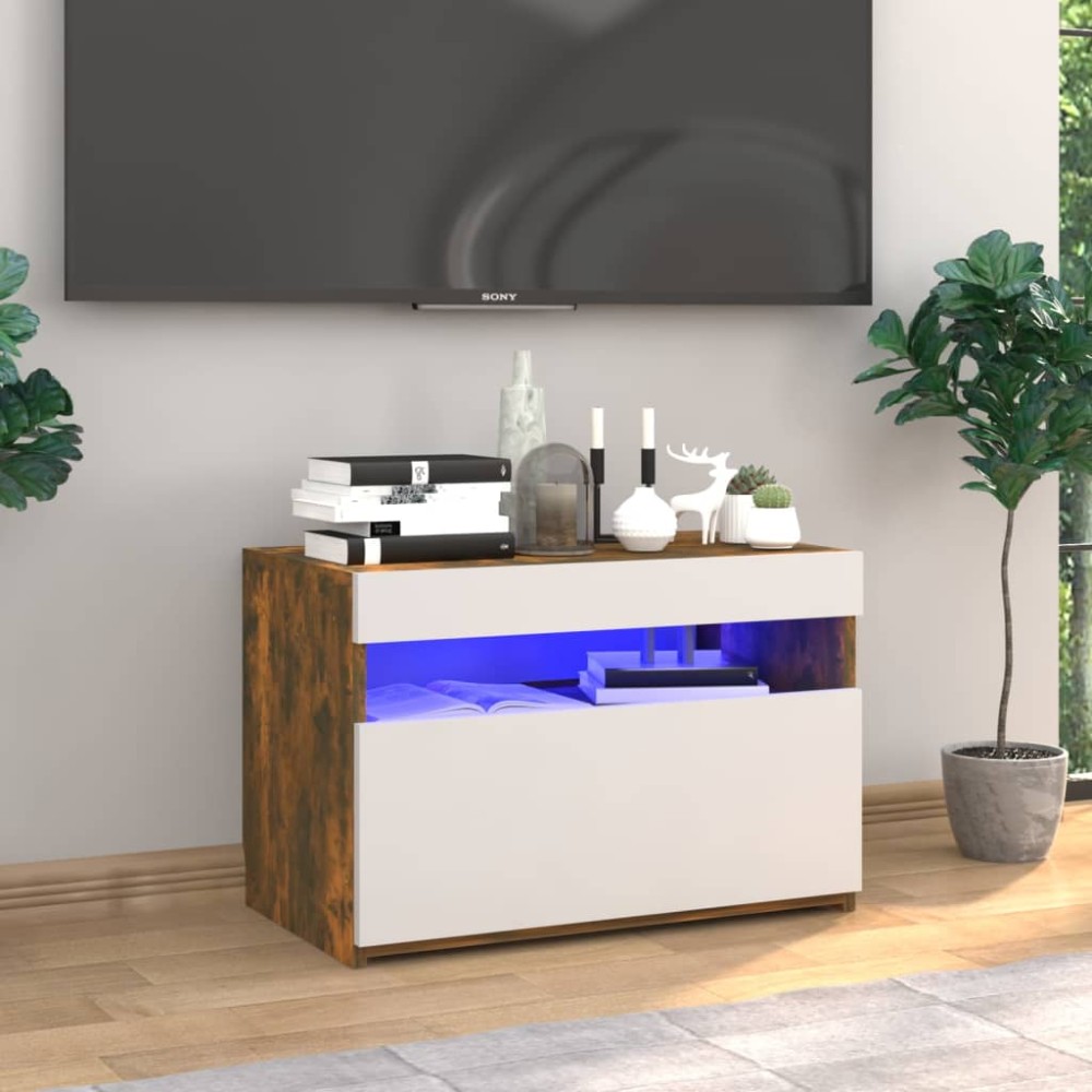 vidaXL Έπιπλο Τηλεόρασης με LED Καπνιστή Δρυς 60x35x40cm