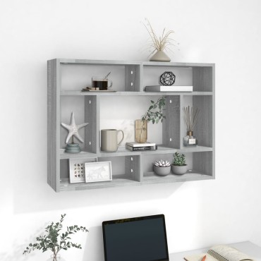 vidaXL Ραφιέρα Τοίχου Γκρι Sonoma 75x16x55cm Επεξεργασμένο Ξύλο 1 τεμ.