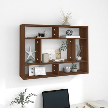 vidaXL Ραφιέρα Τοίχου Καφέ Δρυς 75x16x55cm από Επεξεργασμένο Ξύλο 1 τεμ.