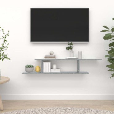 vidaXL Ράφι Τηλεόρασης Γκρι Sonoma 125x18x23cm Επεξεργασμένο Ξύλο 1 τεμ.
