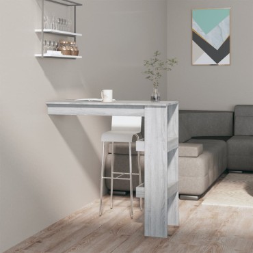 vidaXL Τραπέζι Μπαρ Τοίχου Γκρι Sonoma 102x45x103,5cm Επεξεργ. Ξύλο 1 τεμ.