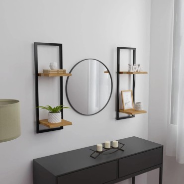 vidaXL Ράφια Τοίχου 2 τεμ. 25x25x75cm Μασίφ Ξύλο Ακακίας & Ατσάλι