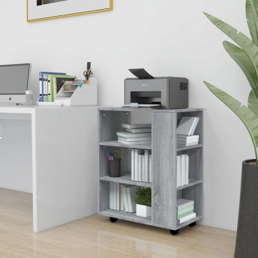 vidaXL Ντουλάπι Με Ροδάκια Γκρι Sonoma 60x35x75cm Επεξεργ. Ξύλο 1 τεμ.