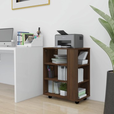 vidaXL Ντουλάπι Με Ροδάκια Καφέ Δρυς 60x35x75cm Επεξεργ. Ξύλο 1 τεμ.