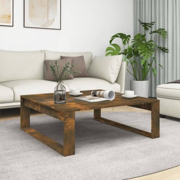 vidaXL Τραπεζάκι Σαλονιού Καπνιστή Δρυς 100x100x35cm Επεξεργ. Ξύλο 1 τεμ.