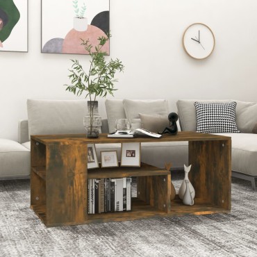 vidaXL Τραπεζάκι Σαλονιού Καπνιστή Δρυς 100x50x40cm Επεξεργ. Ξύλο 1 τεμ.
