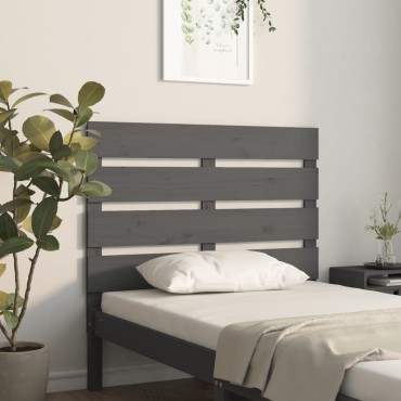 vidaXL Κεφαλάρι Κρεβατιού Γκρι 100x3x80cm από Μασίφ Ξύλο Πεύκου 1 τεμ.