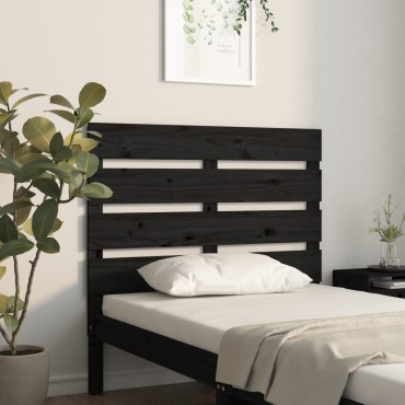 vidaXL Κεφαλάρι Κρεβατιού Μαύρο 75x3x80cm από Μασίφ Ξύλο Πεύκου 1 τεμ.