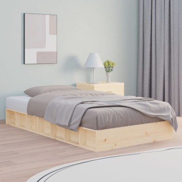 vidaXL Πλαίσιο Κρεβατιού 75x190cm από Μασίφ Ξύλο Small Single 1 τεμ. - Μονό
