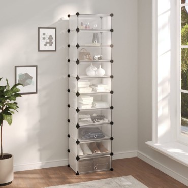 vidaXL Παπουτσοθήκη Διαφανής 44x32x174cm από Πολυπροπυλένιο