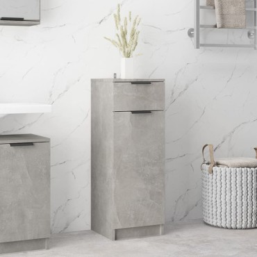 vidaXL Ντουλάπι Μπάνιου Γκρι Σκυροδέματος 32x34x90cm Επεξεργ. Ξύλο 1 τεμ.