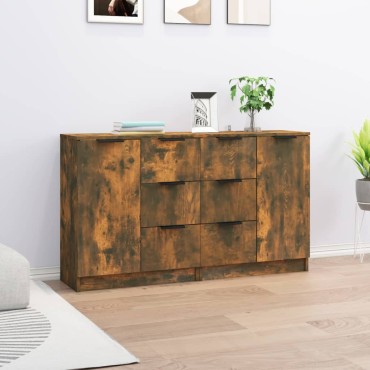 vidaXL Ντουλάπια 2 τεμ. Καπνιστή δρυς 60x30x70cm Επεξεργασμένο Ξύλο