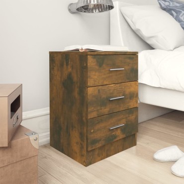 vidaXL Κομοδίνο Καπνιστή Δρυς 38x35x56cm από Επεξεργασμένο Ξύλο 1 τεμ.
