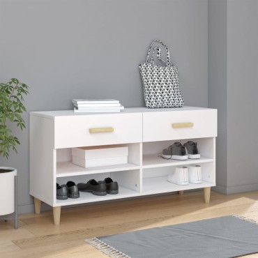 vidaXL Παπουτσοθήκη Λευκή 102x35x55cm από Επεξεργασμένο Ξύλο