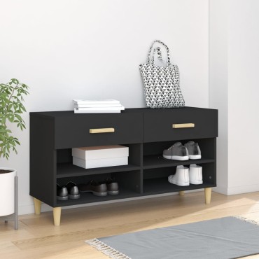 vidaXL Παπουτσοθήκη Μαύρη 102x35x55cm από Επεξεργασμένο Ξύλο