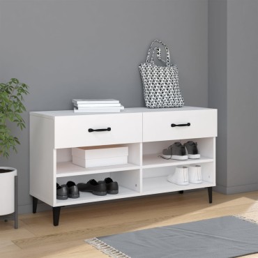 vidaXL Παπουτσοθήκη Λευκή 102x35x55cm από Επεξεργασμένο Ξύλο