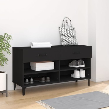 vidaXL Παπουτσοθήκη Μαύρη 102x35x55cm από Επεξεργασμένο Ξύλο