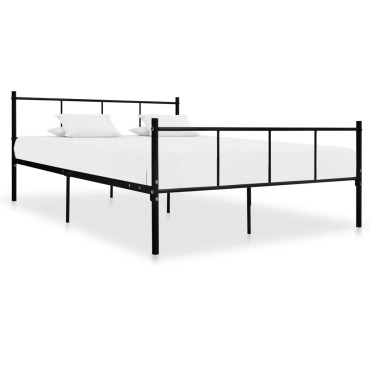 vidaXL Πλαίσιο Κρεβατιού Μαύρο 140x200cm Μεταλλικό 1 τεμ. - Διπλό