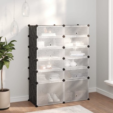 vidaXL Παπουτσοθήκη Μαύρη 94x37x125cm από Πολυπροπυλένιο