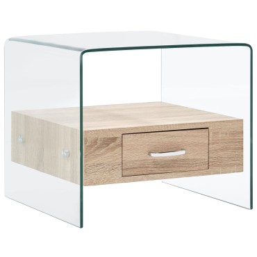 vidaXL Τραπεζάκι Σαλονιού με Συρτάρι 50x50x45cm από Ψημένο Γυαλί 1 τεμ.