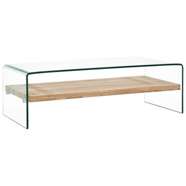 vidaXL Τραπεζάκι Σαλονιού Διάφανο 98x45x31cm από Ψημένο Γυαλί 1 τεμ.