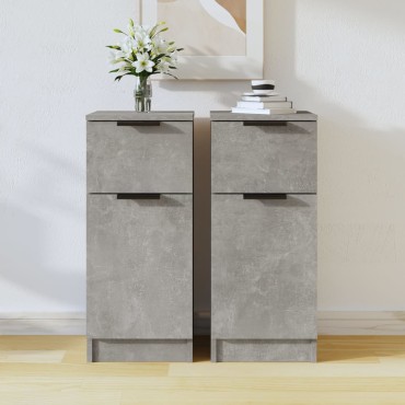 vidaXL Ντουλάπια 2 τεμ. Γκρι Σκυροδέματος 30x30x70cm Επεξεργ. Ξύλο