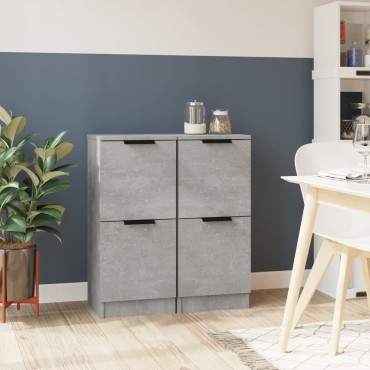 vidaXL Ντουλάπια 2 τεμ. Γκρι Σκυροδέματος 30x30x70cm Επεξεργ. Ξύλο