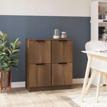 vidaXL Συρταριέρες 2 τεμ. Καφέ Δρυς 30x30x70cm Επεξεργασμένο Ξύλο