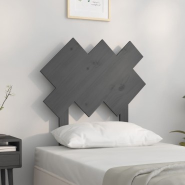 vidaXL Κεφαλάρι Κρεβατιού Γκρι 72,5x3x81cm από Μασίφ Ξύλο Πεύκου 1 τεμ.