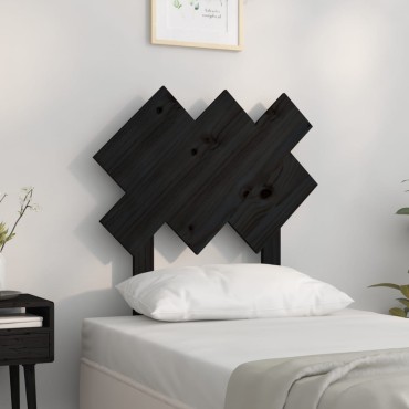 vidaXL Κεφαλάρι Κρεβατιού Μαύρο 72,5x3x81cm Μασίφ Ξύλο Πεύκου 1 τεμ.