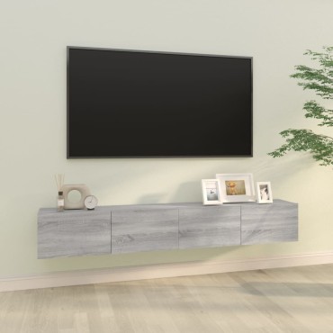 vidaXL Έπιπλα Τηλεόρασης Τοίχου 2 τεμ. Γκρι 100x30x30cm Επ. Ξύλο