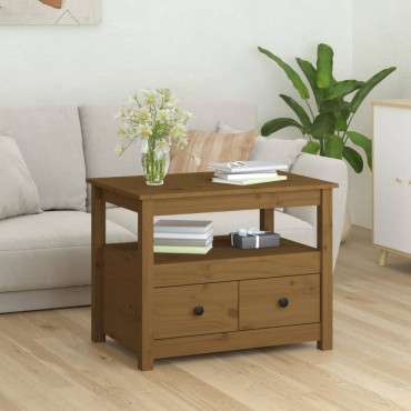 vidaXL Τραπεζάκι Σαλονιού Καφέ Μελί 71x49x55cm Μασίφ Ξύλο Πεύκου 1 τεμ.