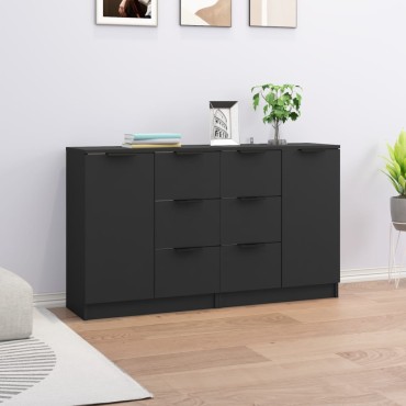 vidaXL Ντουλάπια 2 τεμ. Μαύρα 60x30x70cm Επεξεργασμένο Ξύλο