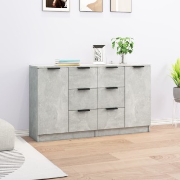 vidaXL Ντουλάπια 2 τεμ. Γκρι Σκυροδέματος 60x30x70cm Επεξεργ. Ξύλο