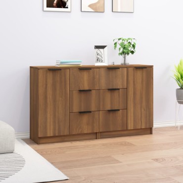 vidaXL Συρταριέρες 2 τεμ. Καφέ Δρυς 60x30x70cm Επεξεργασμένο Ξύλο