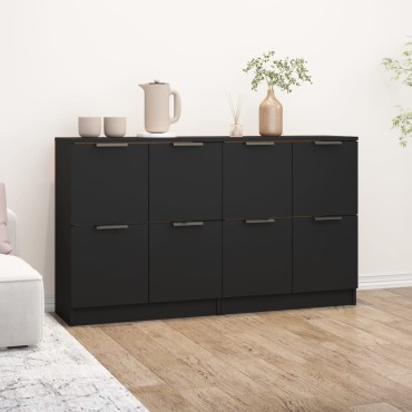 vidaXL Ντουλάπια 2 τεμ. Μαύρα 60x30x70cm Επεξεργασμένο Ξύλο