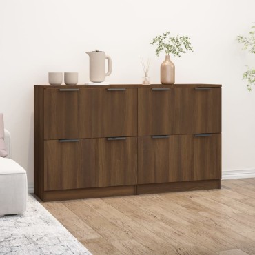 vidaXL Συρταριέρες 2 τεμ. Καφέ Δρυς 60x30x70cm Επεξεργασμένο Ξύλο