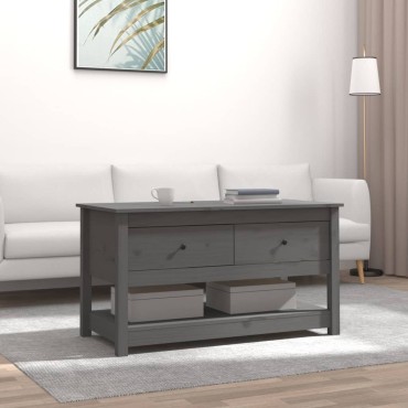 vidaXL Τραπεζάκι Σαλονιού Γκρί 102x49x55cm από Μασίφ Ξύλο Πεύκου 1 τεμ.