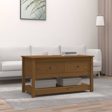 vidaXL Τραπεζάκι Σαλονιού Καφέ Μελί 102x49x55cm Μασίφ Ξύλο Πεύκου 1 τεμ.