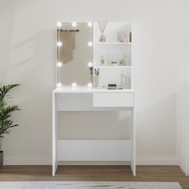 vidaXL Μπουντουάρ με LED Λευκό 74,5x40x141cm 1 τεμ.