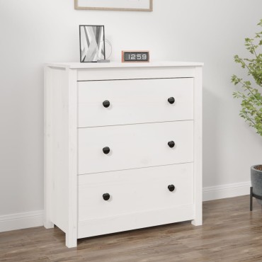 vidaXL Συρταριέρα Λευκή 70x35x80cm από Μασίφ Ξύλο Πεύκου 1 τεμ.