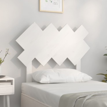 vidaXL Κεφαλάρι Κρεβατιού Λευκό 92x3x81cm από Μασίφ Ξύλο Πεύκου 1 τεμ.
