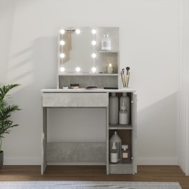 vidaXL Μπουντουάρ με LED Γκρι Σκυροδέματος 86,5x35x136cm